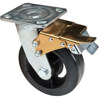 Roulette moul&eacute;, Pivotant avec frein, 6" (152,4 mm), Caoutchouc, 550 lb (249 kg) Chandler Sales