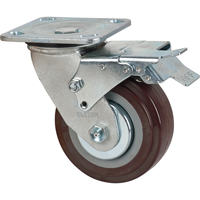 Roulette, Pivotant avec frein, 5" (127 mm), Polyur&eacute;thane, 650 lb (294 kg) Chandler Sales