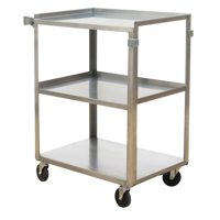 Shelf Carts, 3 Tiers, 15-1/2" W x 32-1/8" H x 24" D, 300 lbs. Capacity Chandler Sales