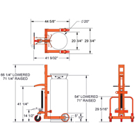 Hydraulic Large Liquid Gas Cylinder Cart HLCC, Polyurethane Wheels, 20" W x 20" D Base, 1000 lbs. Chandler Sales