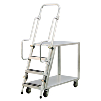 Aluminum Stock Picking Ladder Cart, Aluminum, 22" W x 51-1/2" D, 2 Shelves, 800 lbs. Capacity Chandler Sales
