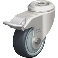 Stainless Steel Thermoplastic Elastomer Caster, Swivel with Brake, 3-1/8" (79.5 mm) Dia., 220 lbs. (100 kg.) Capacity Chandler Sales