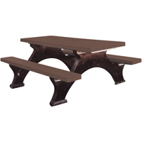 Recycled Plastic Picnic Tables, 6' L x 62-1/4" W, Brown Chandler Sales