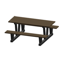 Recycled Plastic Outdoor Picnic Tables, 72" L x 60-5/16" W, Walnut Chandler Sales