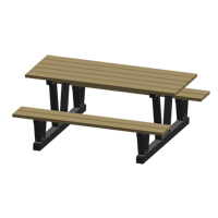 Recycled Plastic Outdoor Picnic Tables, 72" L x 60-5/16" W, Sand Chandler Sales