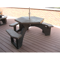 Recycled Plastic Hexagon Picnic Tables, 78" L x 78" W, Brown Chandler Sales