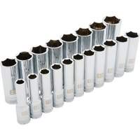 Metric Socket Set, 19 Pcs, 1/2" Drive Size, Deep Chandler Sales