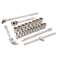 Metric Socket Set, 25 Pcs, 1/2" Drive Size Chandler Sales