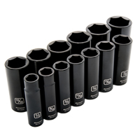SAE Socket Set, 13 Pcs, Impact, 1/2" Drive Size, Deep Chandler Sales