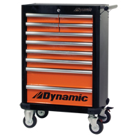 Roller Tool Cabinet, 10 Drawers, 28" W x 18" D x 43-1/4" H, Black/Orange Chandler Sales