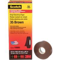 Ruban isolant en vinyle pour codification par couleur Scotch, 19 mm (3/4") la x 20 m (66') lo, 7 mils, Brun Chandler Sales