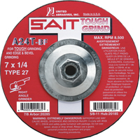 Meule A24T Tough Grind, 4-1/2" x 1/4", Arbre 7/8", Oxyde d'aluminium, Type 27 Chandler Sales