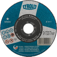 Basic 2 In 1 Cut-Off Wheel, 4-1/2" x 1/16", 7/8" Arbor, Type 1, Aluminum Oxide, 13300 RPM Chandler Sales