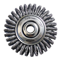Brosse &agrave; fils nou&eacute;s TufBrush, Dia. 4", Fils 0,02", Arbre 5/8"-11, Acier Chandler Sales