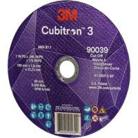 Cubitron 3 Cut-Off Wheel, 7" x 0.09", 7/8" Arbor, Type T27, Ceramic, 8500 RPM Chandler Sales