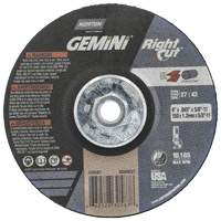 Gemini RightCut Right Angle Cut-Off Wheel, 6" x 0.045", 5/8"-11 Arbor, Type 27/42, Aluminum Oxide, 10185 RPM Chandler Sales