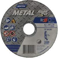 Metal RightCut Right Angle Cut-Off Wheel, 4-1/2" x 0.045", 7/8" Arbor, Type 01/41, Aluminum Oxide, 13580 RPM Chandler Sales