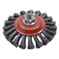 Brosse concave &agrave; fils nou&eacute;s torsad&eacute;s, Dia. 4", Fils 0,02", Arbre 5/8"-11, Acier Chandler Sales