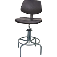 Tabouret rectangulaire avec dos de s&eacute;rie 600, Mobile, Ajustable, 25" - 31", Polyur&eacute;thane Si&egrave;ge, Noir Chandler Sales