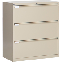 Classeur lat&eacute;ral, Acier, 3 tiroirs, 36" la x 18" p x 40-1/16" h, Beige Chandler Sales