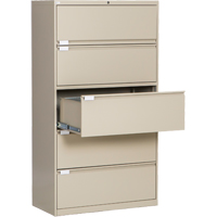 Classeur lat&eacute;ral, Acier, 5 tiroirs, 36" la x 18" p x 65-1/2" h, Beige Chandler Sales