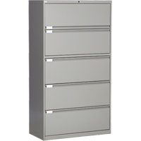 Classeur lat&eacute;ral, Acier, 5 tiroirs, 36" la x 18" p x 65-1/2" h, Gris Chandler Sales