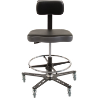 Chaise ergonomique industrielle TF160, Mobile, Ajustable, 20-1/2" - 28-1/2", Vinyle Si&egrave;ge, Noir/gris Chandler Sales