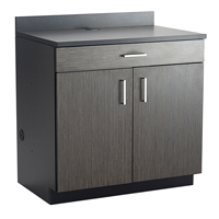 Modular Base Cabinet, Melamine, 39" H x 36" W x 25" D, Asian Night/Black Chandler Sales