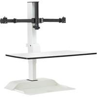 Bureau &eacute;lectrique assis/debout Soar avec bras d&eacute;cran double, Mod&egrave;le de bureau, 37-1/4" h x 27-3/4" la x 22" p, Blanc Chandler Sales