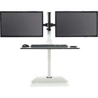 Bureau &eacute;lectrique assis/debout Soar avec bras d&eacute;cran double, Mod&egrave;le de bureau, 37-1/4" h x 27-3/4" la x 22" p, Blanc Chandler Sales