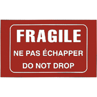 "Fragile" Bilingual Special Handling Labels, 5" L x 3" W, White on Red Chandler Sales