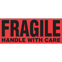&eacute;tiquettes pour traitement sp&eacute;cial Fragile Handle with Care, 5" lo x 2" la, Noir/rouge Chandler Sales