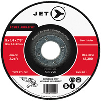 POWER ABRASIVE&reg; Grinding Wheel, 5" x 1/4", 7/8" Arbor, Type 27 Chandler Sales
