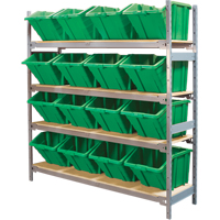 Wide Span Shelving with Jumbo Plastic Bins, Steel, Boltless, 800 lbs. Capacity, 66" W x 72" H x 18" D Chandler Sales