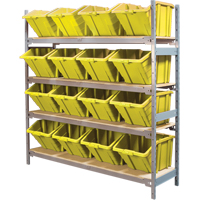 Wide Span Shelving with Jumbo Plastic Bins, Steel, Boltless, 800 lbs. Capacity, 66" W x 72" H x 18" D Chandler Sales