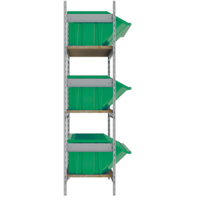 Wide Span Shelving with Jumbo Plastic Bins, Steel, Boltless, 800 lbs. Capacity, 66" W x 60" H x 18" D Chandler Sales