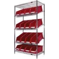 Slanted Wire Shelf with Bins, 5 Tiers, 36" W x 63" H x 18" D Chandler Sales