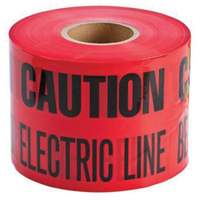 "Buried Electric Line" Identoline&reg; Underground Warning Tape, 6" W x 1000' L, Black on Red Chandler Sales