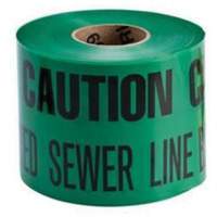 "Buried Sewer Line" Identoline&reg; Underground Warning Tape, 6" W x 1000' L, Black on Green Chandler Sales