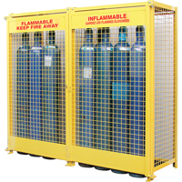 Gas Cylinder Cabinets, 20 Cylinder Capacity, 88" W x 30" D x 74" H, Yellow Chandler Sales
