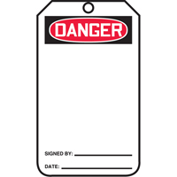 Safety Tags, Plastic, 3-3/8" W x 5-7/8" H, English Chandler Sales