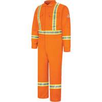 Flame-Resistant Coveralls with Reflective Trim, Size 38, Orange, 12.2 cal/cm² Chandler Sales