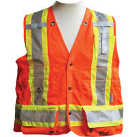 Surveyor Safety Vest, High Visibility Orange, Medium, Polyester Chandler Sales