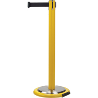 Free-Standing Crowd Control Barrier, Steel, 35" H, Black Tape, 7' Tape Length Chandler Sales