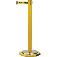 Free-Standing Crowd Control Barrier, Steel, 35" H, Yellow Tape, 7' Tape Length Chandler Sales