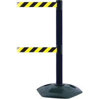 Dual Line Heavy Duty Post, Plastic, 38" H, Black/Yellow Tape, 7.5' Tape Length Chandler Sales