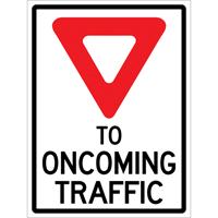 Enseigne enroulable de circulation  Yield to Oncoming Traffic , 36" x 48", Vinyle, Anglais avec pictogramme Chandler Sales