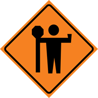 Flagman Roll-Up Sign Traffic Sign, 36" x 36", Vinyl, Pictogram Chandler Sales
