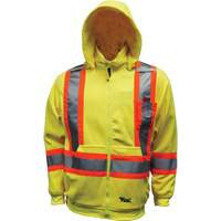 Safety Fleece Hoodie, Polyester, Small, High Visibility Lime-Yellow Chandler Sales