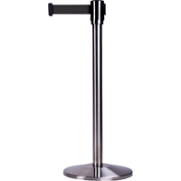 Free-Standing Crowd Control Barrier, Steel, 35" H, Black Tape, 7' Tape Length Chandler Sales